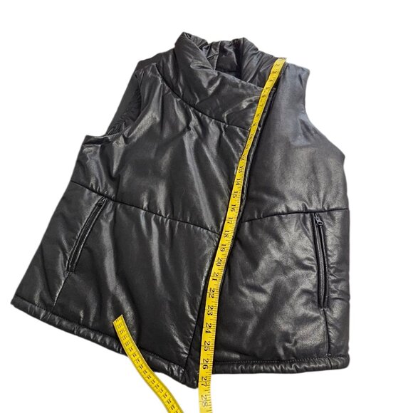 Danier Womens Genuine Leather Matte Black Aysymmetrical Vest, Thinsulate, XL - Picture 6 of 10